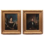 ANTHONY SANDYS (1806-1883) Portraits of Mr and Mrs Buxton of Old Catton pair of oils on canvas 30