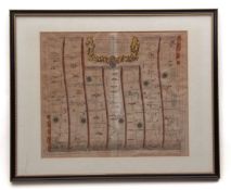 JOHN OGILBY: THE ROAD FROM LONDON TO NORWICH IN NORFOLK, hand coloured engraved road strip map,