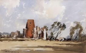 AR EDWARD WESSON, RI, RBA (1910-1983) "St Benet's Abbey, near Ludham, Norfolk" watercolour, signed