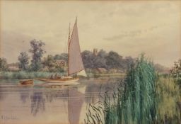STEPHEN JOHN BATCHELDER (1849-1932) "Calm, Horning, River Bure" watercolour, signed lower left 23