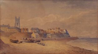 OBADIAH SHORT (1803-1886) "Cromer" watercolour, signed and dated 1870 lower left 23 x 41cms