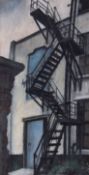 AR FRANK WILLIAM LESLIE DAVENPORT, ARCA (1905-1973) Fire escape pastel, signed and dated 70 lower