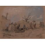 ALFRED STANNARD (1806-1889) Rustic scene chalk and watercolour, signed and dated 1839 14 x 19cms