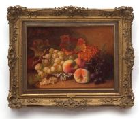 ELOISE HARRIET STANNARD (1829-1915) Still Life study of mixed fruit on a Norwich silver platter