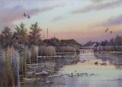 COLIN W BURNS (BORN 1944) "Hickling, Norfolk" watercolour, signed lower left 38 x 52cms