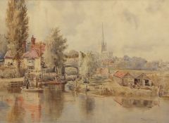 JOHN MILLER MARSHALL (ACT 1880-1925) "Pull's Ferry" watercolour, signed and dated 1895 lower right