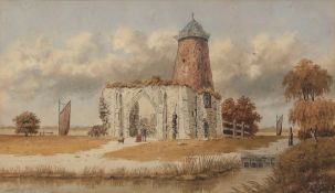 WILLIAM FREDERICK AUSTIN (1833-1899) "St Benet's Abbey" watercolour, signed lower right 25 x 43cms
