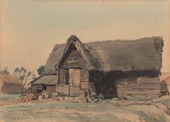 AR FREDERICK WILLIAM BALDWIN (1889-1962) A Barn pen, ink and watercolour, signed and dated 1943