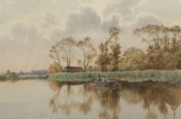 CHARLES HARMONY HARRISON (1842-1902) "On Ormesby Broad" watercolour, signed and dated 1900 lower