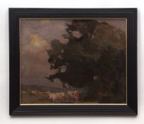 CIRCLE OF SIR JOHN ARNESBY BROWN, RA Cattle and tree oil on canvas 40 x 50cms