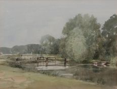 AR STANLEY ORCHART (1920-2005) "The Test at Longstock, Hampshire" watercolour, signed lower left