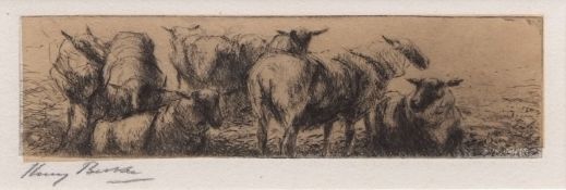 HARRY BECKER (1865-1928) Sheep black and white etching, signed in pencil to lower left margin 6 x
