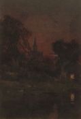 FREDERICK GEORGE COTMAN (1850-1920) Evening sunset watercolour, signed lower left 23 x 16cms