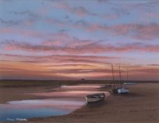 AR TONY GARNER (CONTEMPORARY) North Norfolk estuary at sunset pastel, signed lower left 26 x 33cms