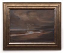 DESMOND COSSEY (CONTEMPORARY) "River Glaven approaching sea at Blakeney" oil on board, signed