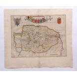 JOAN BLAEU: NORTFOLCIA - NORFOLKE [NORFOLK], engraved hand coloured map, circa 1645 or later, app