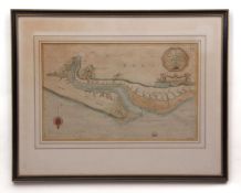 GREENVILLE COLLINS: NORFOLK PARS [CLEY AND BLAKENEY], hand coloured engraved sea chart/plan, circa