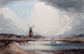 AR LESLIE L HARDY MOORE, RI, (1907-1997) "Cley Mill, Norfolk" watercolour 35 x 53cms Exhibited Royal