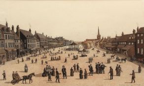 AR JOHN A GOWING (20TH CENTURY) "Great Yarmouth Market, 1790" watercolour, signed and inscribed with