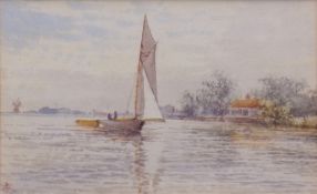 STEPHEN JOHN BATCHELDER (1849-1932) "Horsey Mere" watercolour, monogrammed lower left 7 x 12cms