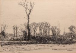 HARRY BECKER (1865-1928) "Winter ploughing" lithograph, signed in pencil to lower left 39 x 55cms