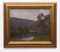 AR CAMPBELL ARCHIBALD MELLON, ROI, RBA (1878-1955) "Early May, Symonds Yat" oil on panel, signed