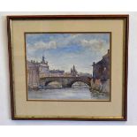 H Adams, signed and dated 1966, watercolour, Ouse Bridge, York, together with two further