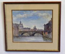 H Adams, signed and dated 1966, watercolour, Ouse Bridge, York, together with two further