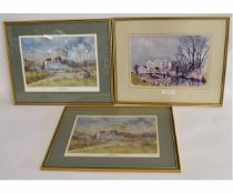 Peter Solly, two signed in pencil to margin, three coloured prints, Norfolk mills (named), each