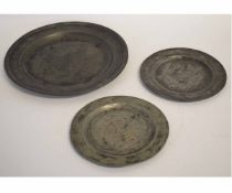 Mixed Lot: three various chargers to include a 19th century charger (25cms) together with a