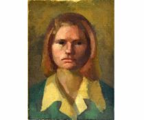 Modern British School, oil on canvas, Portrait of a lady, 35 x 25cms, unframed