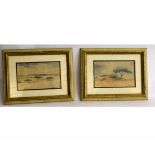 Richard Rennie, signed pair of watercolours, Open landscapes with trees, 15 x 24cms (2)