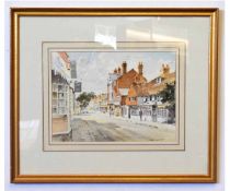 Christopher Forsey, one signed and dated '90, pair of watercolours, "Dorking, West Street" and "High