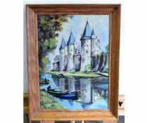 K Matetschk, signed and dated 1952, oil on canvas, German castle, 80 x 60cms