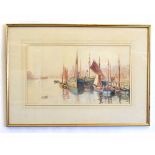 J Francis Rennie, signed and dated 1904, watercolour, Boats at Yarmouth, 28 x 50cms