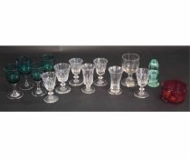 Collection of various Victorian glasses, sherry glasses, mainly with moulded decoration, together