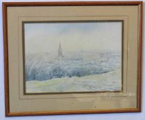 Rory Kent, signed and dated '88, watercolour, Norwich from Mousehold, Winter, 27 x 36cms