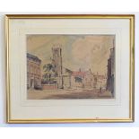 Leslie L H Moore, signed watercolour, Norwich Street scene, 35 x 48cms