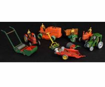 Group of mixed agricultural Dinky Toys to include a model of a cylinder mower, a Field Marshall