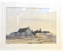 Attributed to Claude Muncaster, pen, ink and wash, Farmstead, see label verso, 24 x 34cms