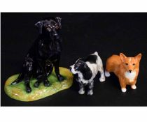 Collection of three dogs, including a Beswick Corgi and a Setter and a Royal Stratford model of a