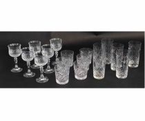 Selection of cut glass wine glasses, including spirit glasses (18)