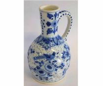 Continental Delft style jug, with loop handle, 21cms high