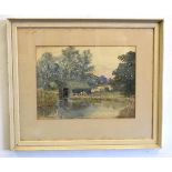 H H Emms, signed watercolour, Norfolk landscape, 26 x 35cms