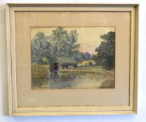 H H Emms, signed watercolour, Norfolk landscape, 26 x 35cms