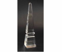 Glass obelisk vase, the base signed "Baccarat", 25cms high