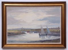 Eric Pipkin, oil on board, signed lower left, "Low water at Morston Quay", 40 x 60cms