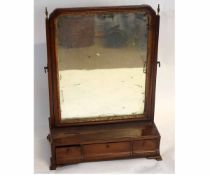 18th century mahogany dressing table mirror fitted with rectangular mirror with gilt slip, the
