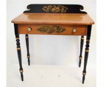 Hitchcock reproduction aesthetic style parcel gilded and ebonised single drawer writing table, 81cms