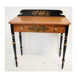 Hitchcock reproduction aesthetic style parcel gilded and ebonised single drawer writing table, 81cms